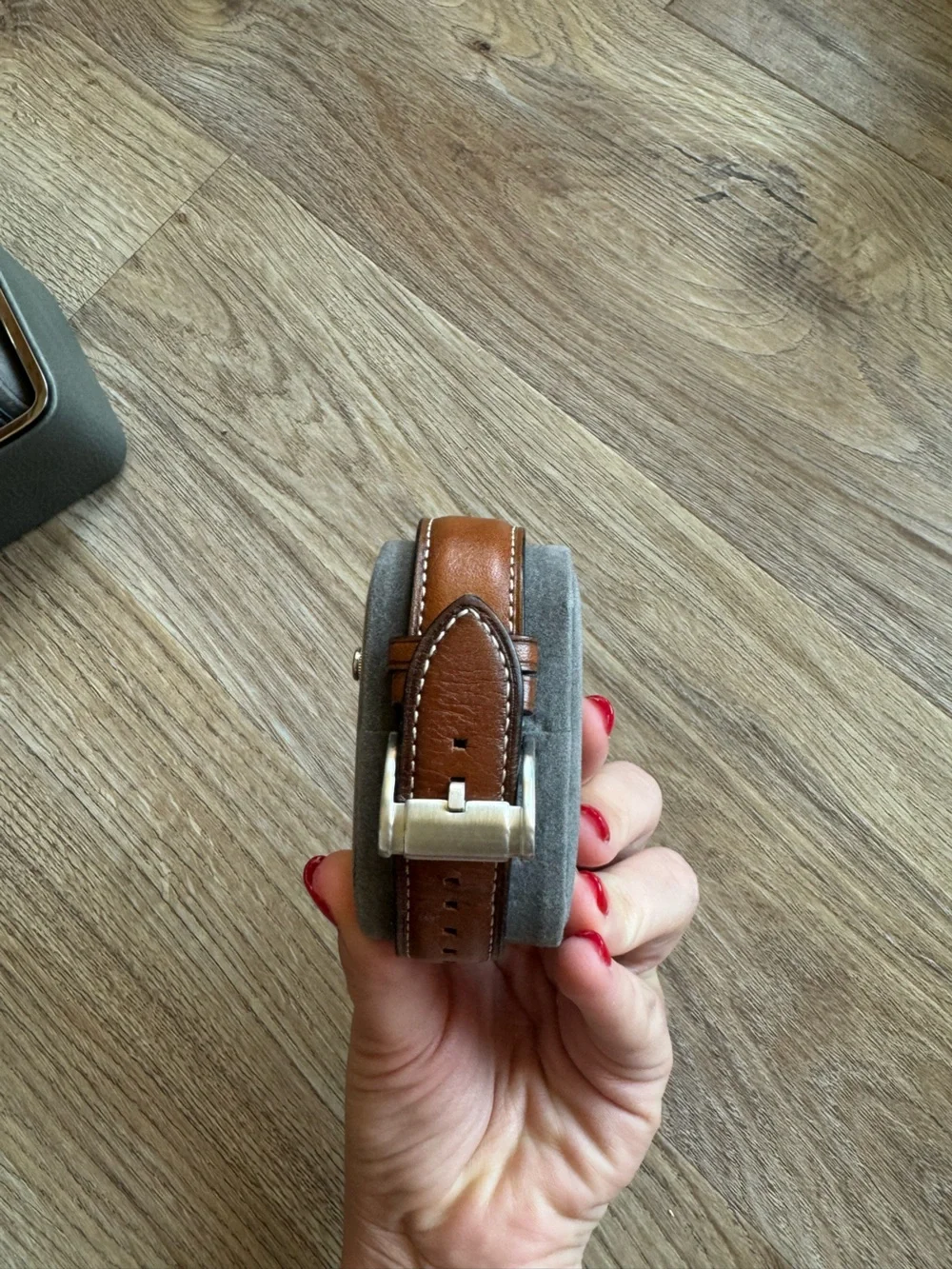Fossil Silver-Tone Chronograph Watch with Brown Leather Strap